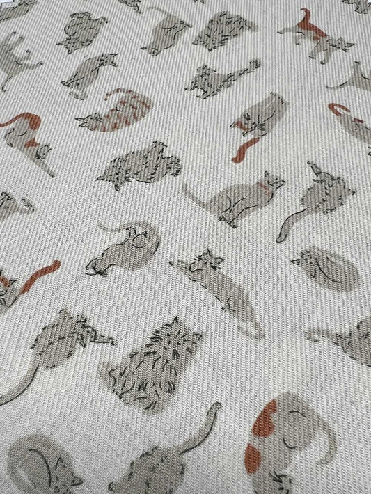 Angel Soft Cotton Fabric: Cats in Beige