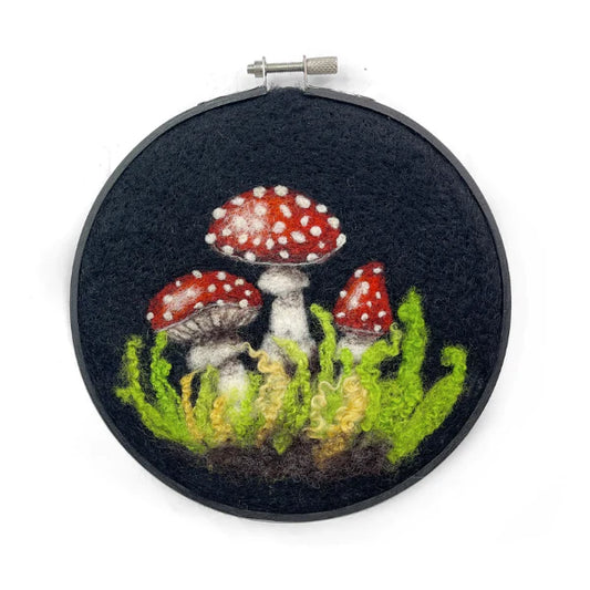 Toadstools In A Hoop Needle Felting Kit