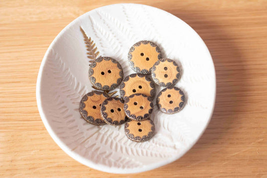 22 mm Golden Wooden Buttons - Multiple Colors