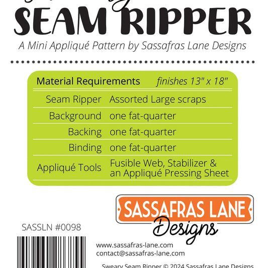 Sweary Seam Ripper Mini Applique Pattern