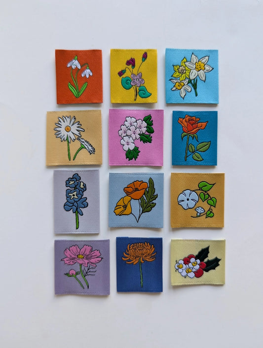 Intensely Distracted Year of Birth Month Flower Labels