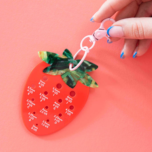 Sarah Hearts Labels: Daisy Strawberry Needle Gauge Bag Charm