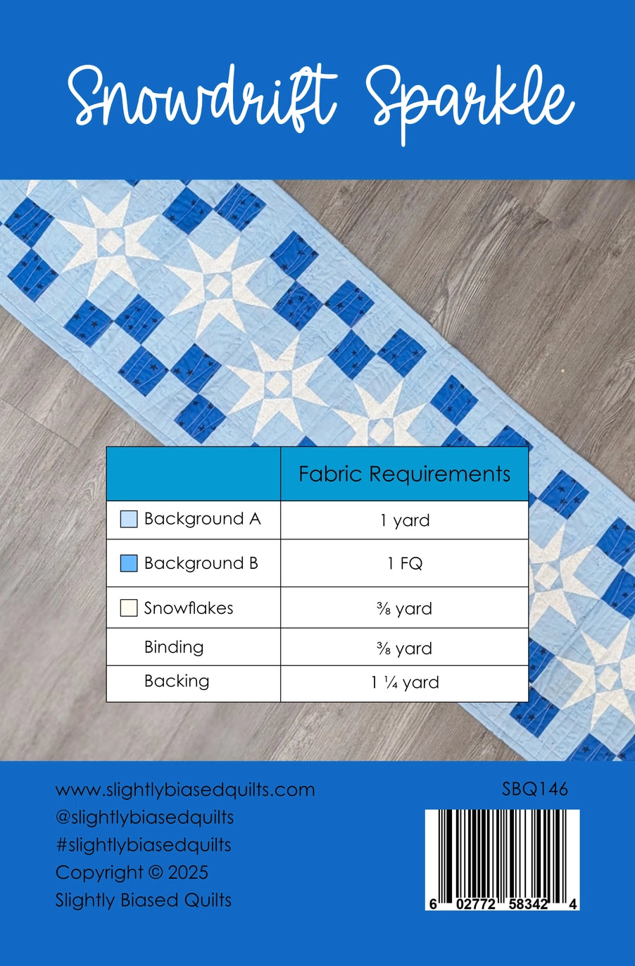Snowdrift Sparkle Table Runner Pattern by Slightly Biased