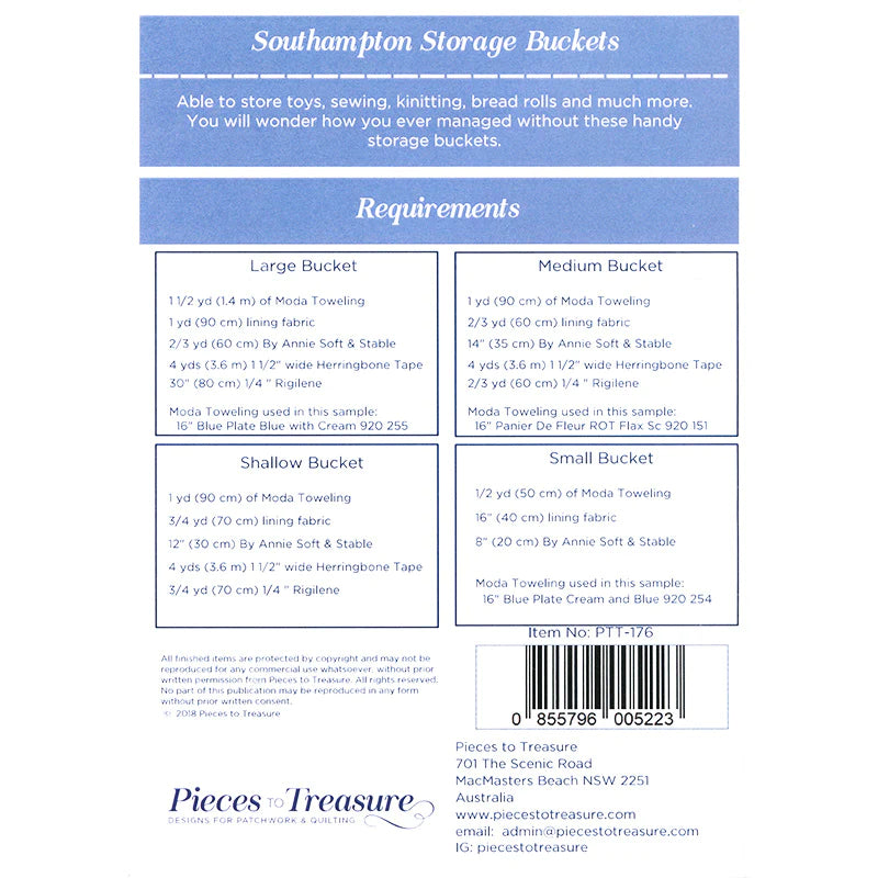 Southampton Storage Bucket Pattern