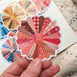 Pink Quilt Flower Vinyl Sticker