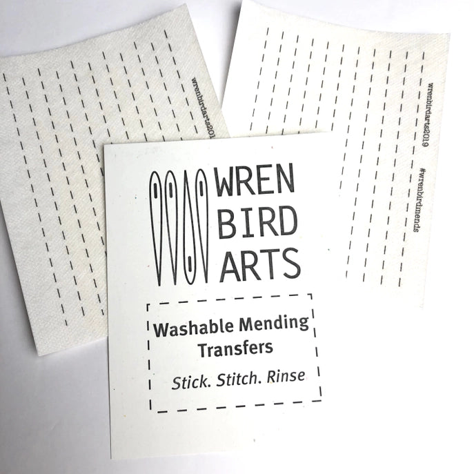 White - Washable Mending Transfers - Sashiko Style Lines