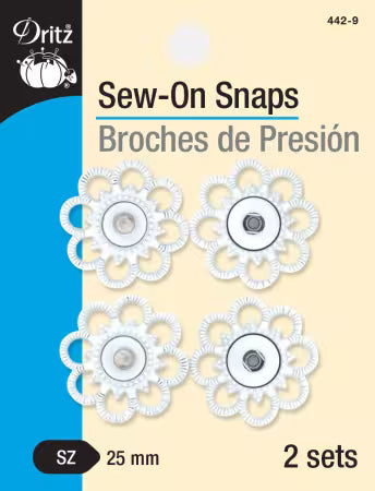 Sew On Snaps - White Flower
