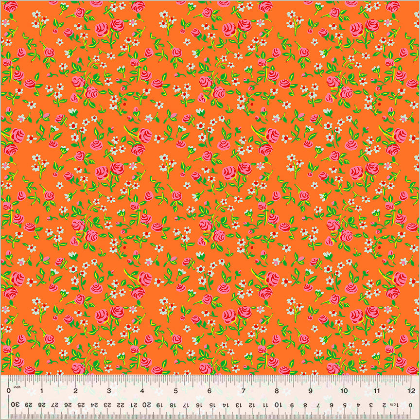 By Hand: Mousy Floral in Tangerine