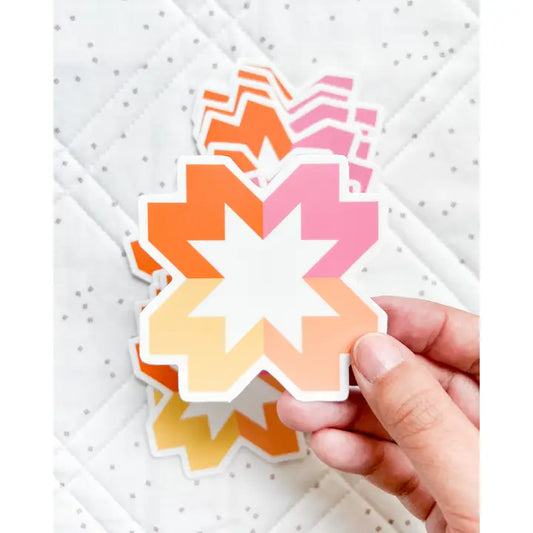Starlight Quilt Block Sticker in Orange