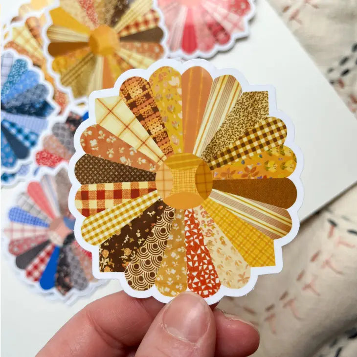 Yellow Quilt Flower Vinyl Sticker