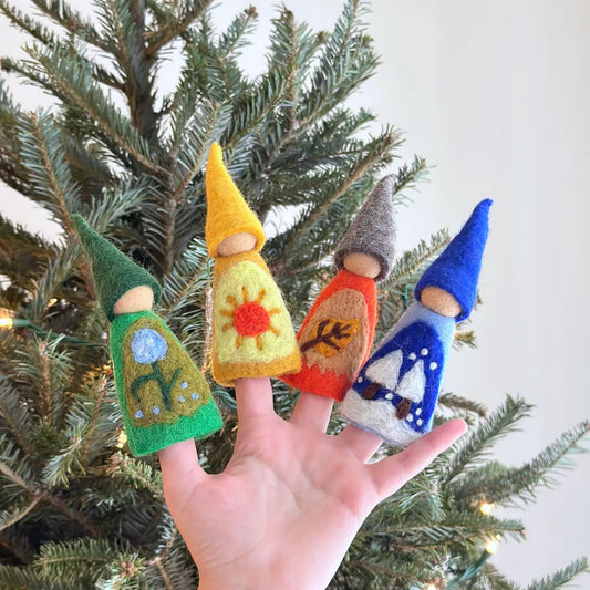 Four Seasons Gnome Felt Finger Puppets
