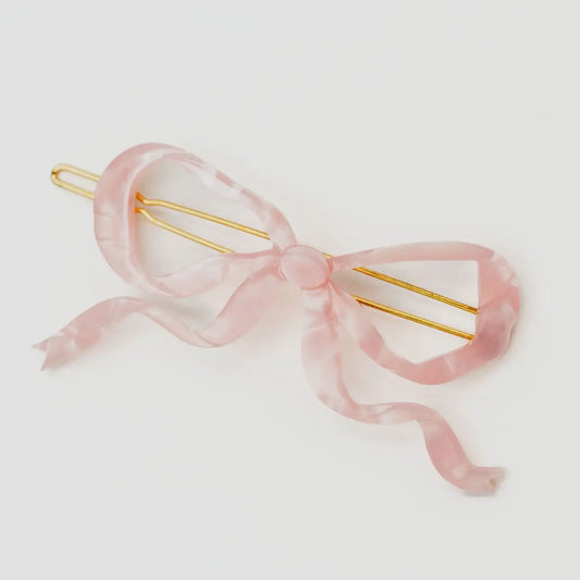 Ribbon Bow Barrette Clip in Pink