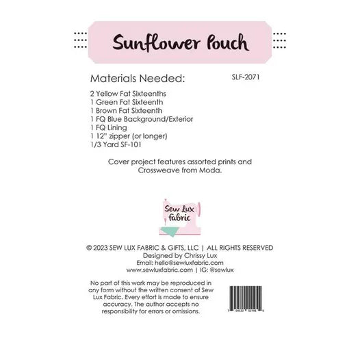 Sew Lux: Sunflower Pouch Pattern