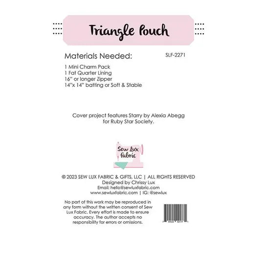 Sew Lux: Triangle Pouch Pattern