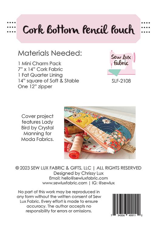 Sew Lux: Cork Bottom Pencil Pouch Pattern