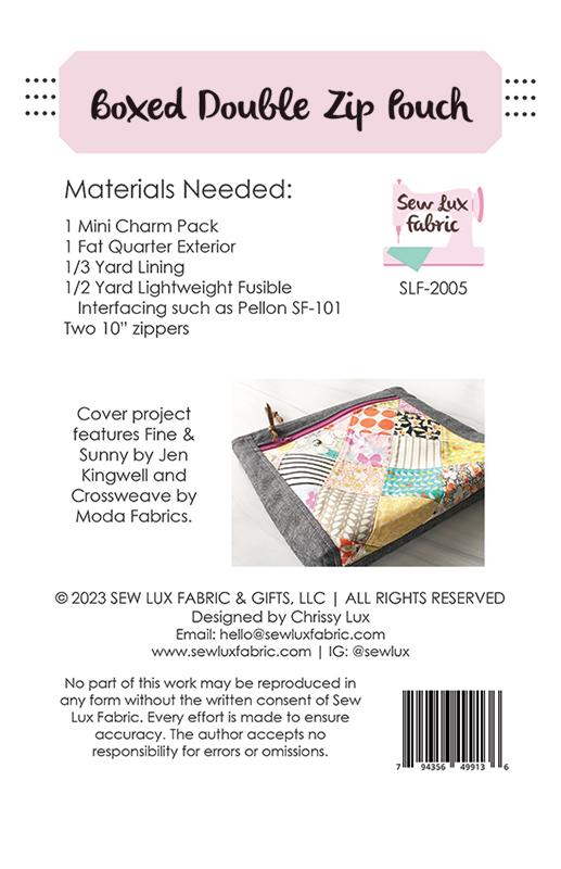 Sew Lux: Boxed Double Zip Pouch Pattern