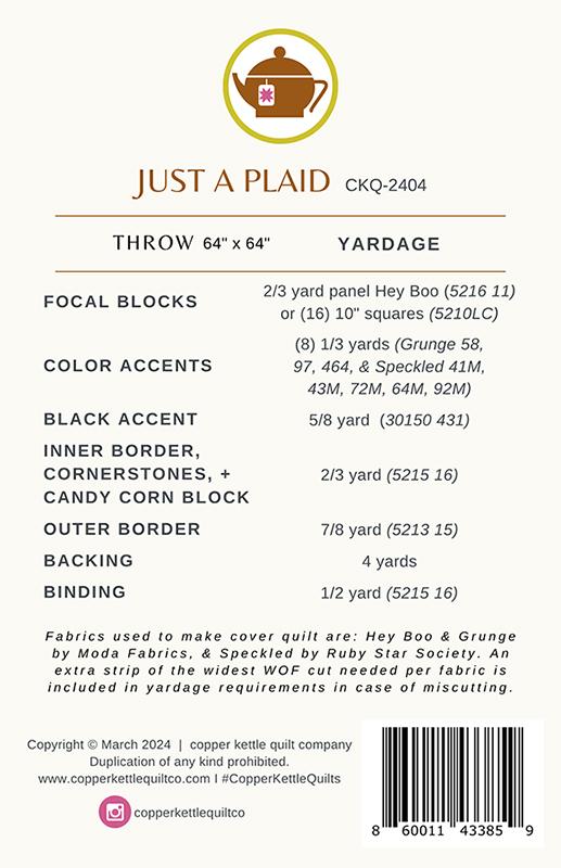 Just A Plaid Quilt Pattern