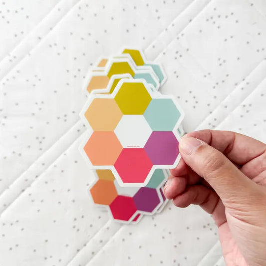 Hexie Blooms Quilt Block Sticker in Rainbow