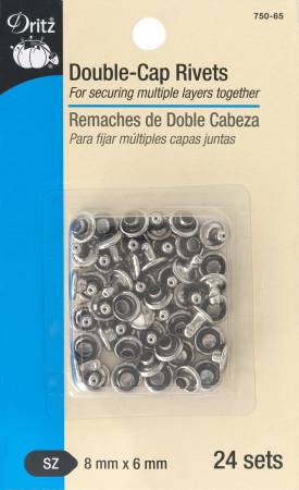 Double-Cap Rivets - 8mm x 6mm, 24 sets