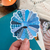 Blue Quilt Flower Sticker Vinyl Sticker