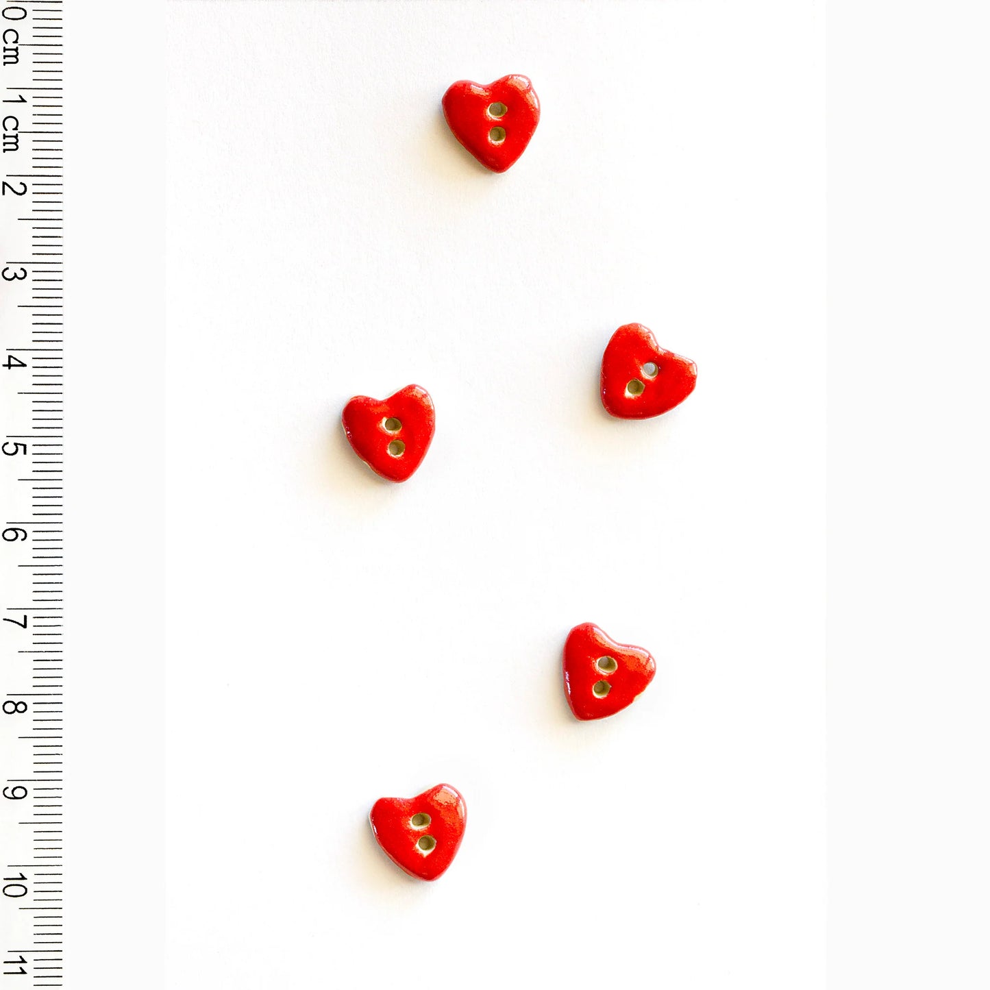 Tiny Red Heart Buttons