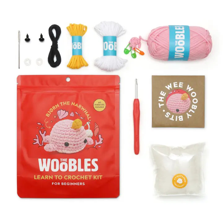 Pink Bjorn the Narwhal Crochet Kit