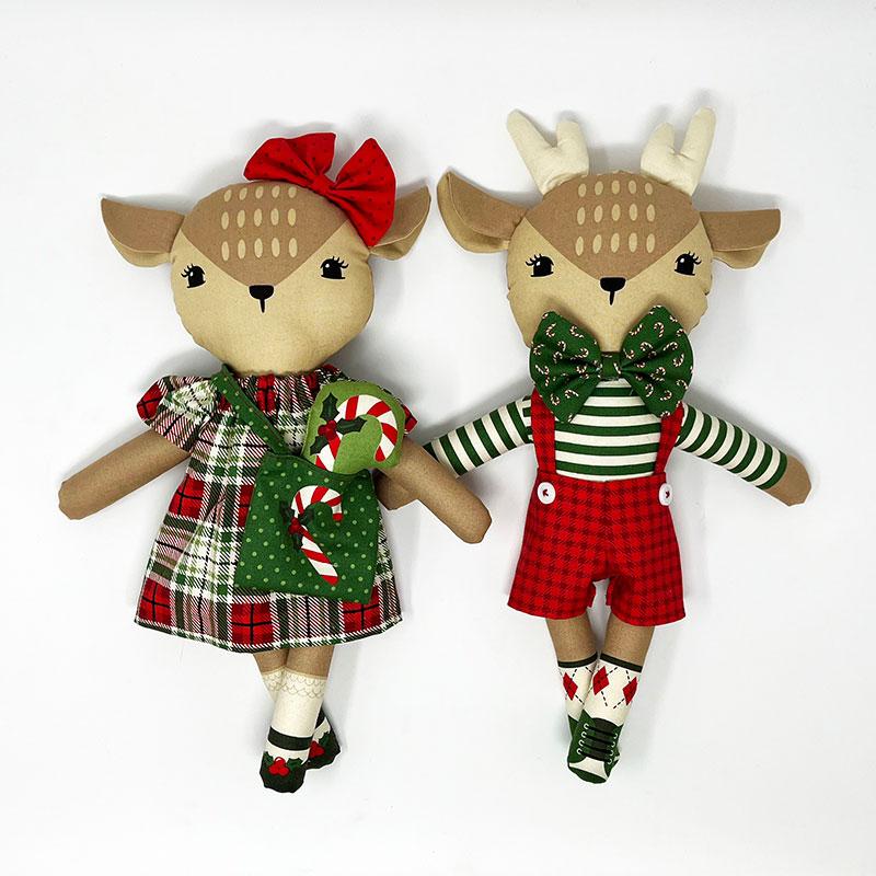 Holiday Cheer Panel Natural: Reindeer Stuffies
