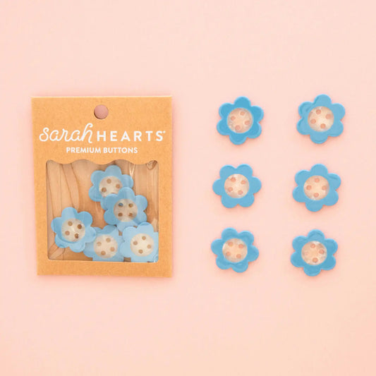 Sarah Hearts Labels: Blue Daisy Buttons (Multiple Sizes)