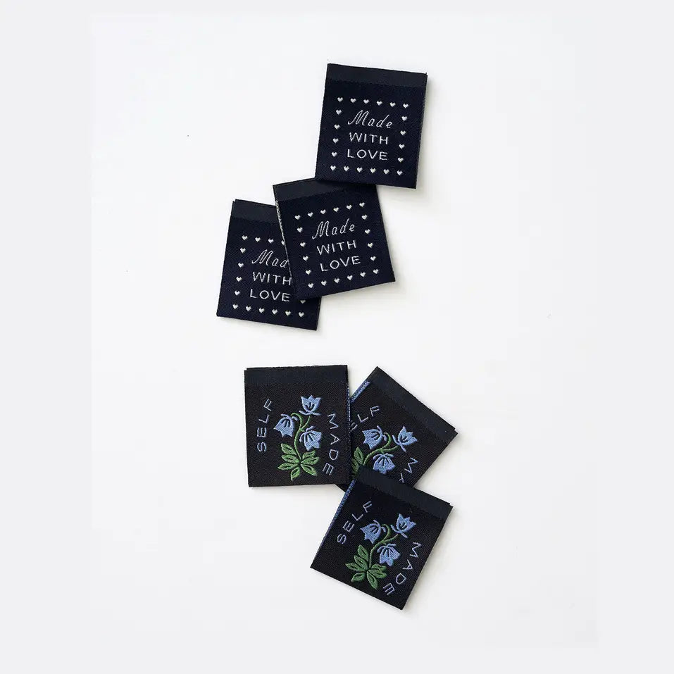 Self Made Botanical Blue Woven Garment Labels