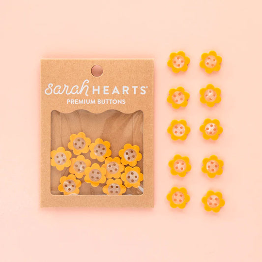 Sarah Hearts Labels: Yellow Daisy Small 5/8" Buttons