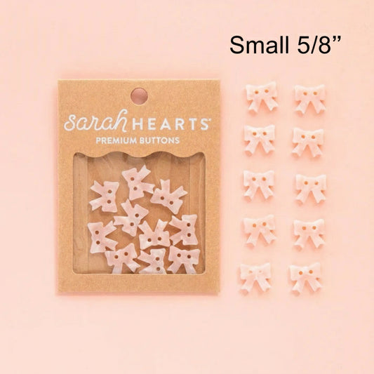 Sarah Hearts Labels: Pink Bow Buttons- Multiple Sizes