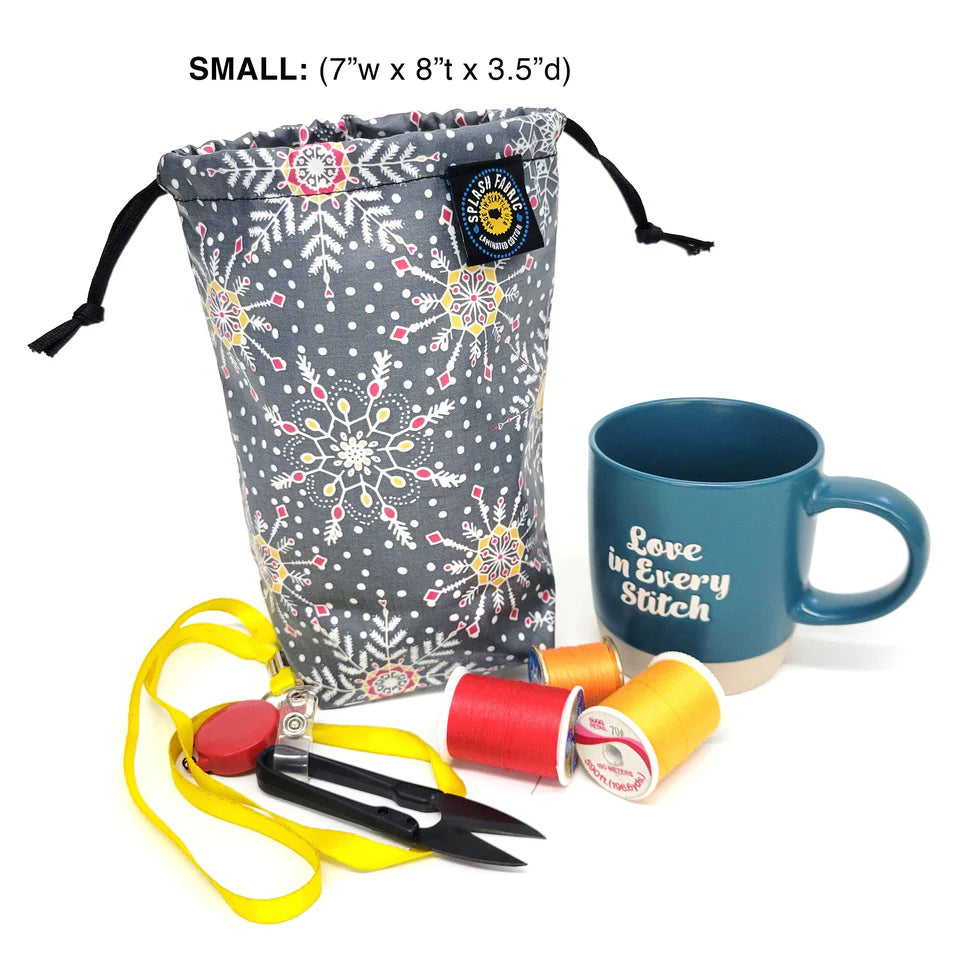 Splash Fabric: Cinch Bag - Small in Snowstorm