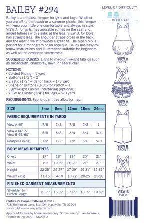 Children's Corner Patterns: Bailey