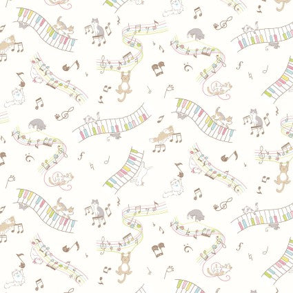 Poplin Print: Kids Land in Piano Cats