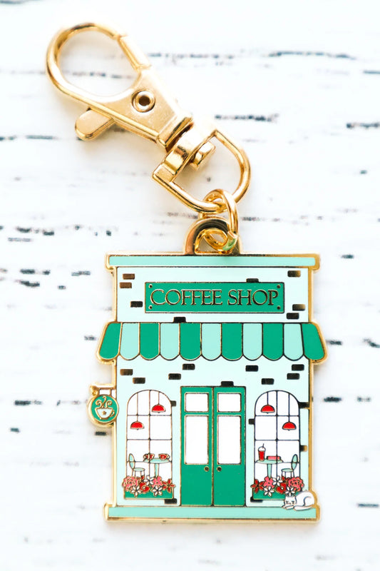Coffee Shop Main Street Enamel Charm