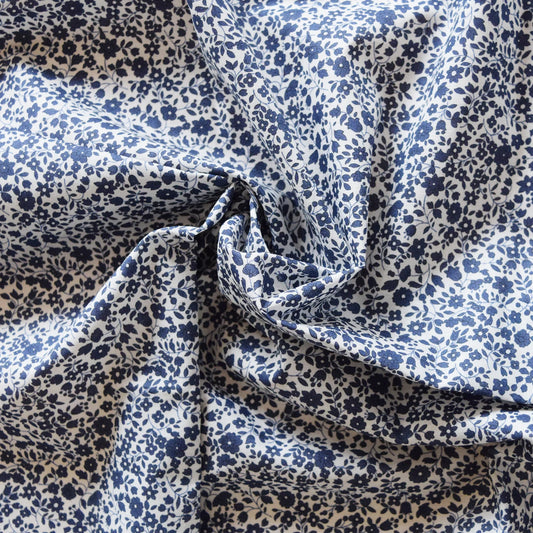 Petit Flowers Cotton Lawn in White & Blue
