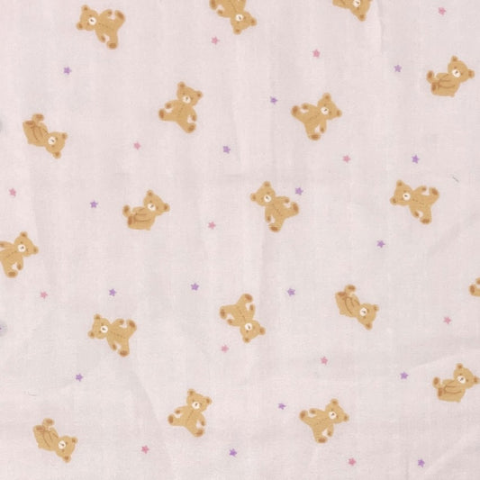 Teddy Bears in Pink - Cotton Double Gauze
