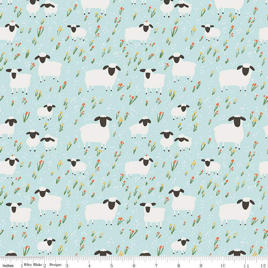 Little Lambs Flannel in Blue