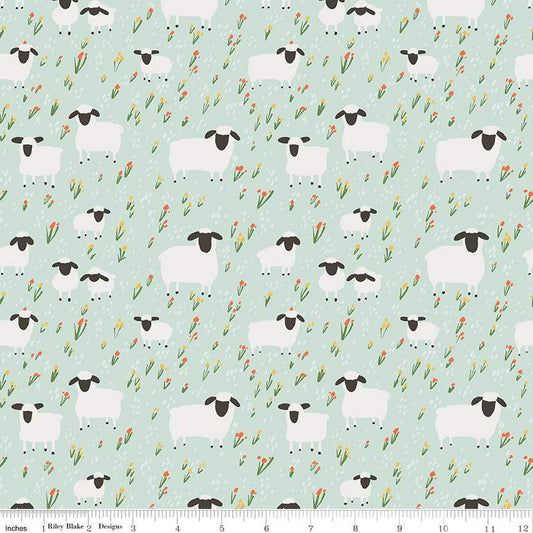 Little Lambs Flannel in Mint