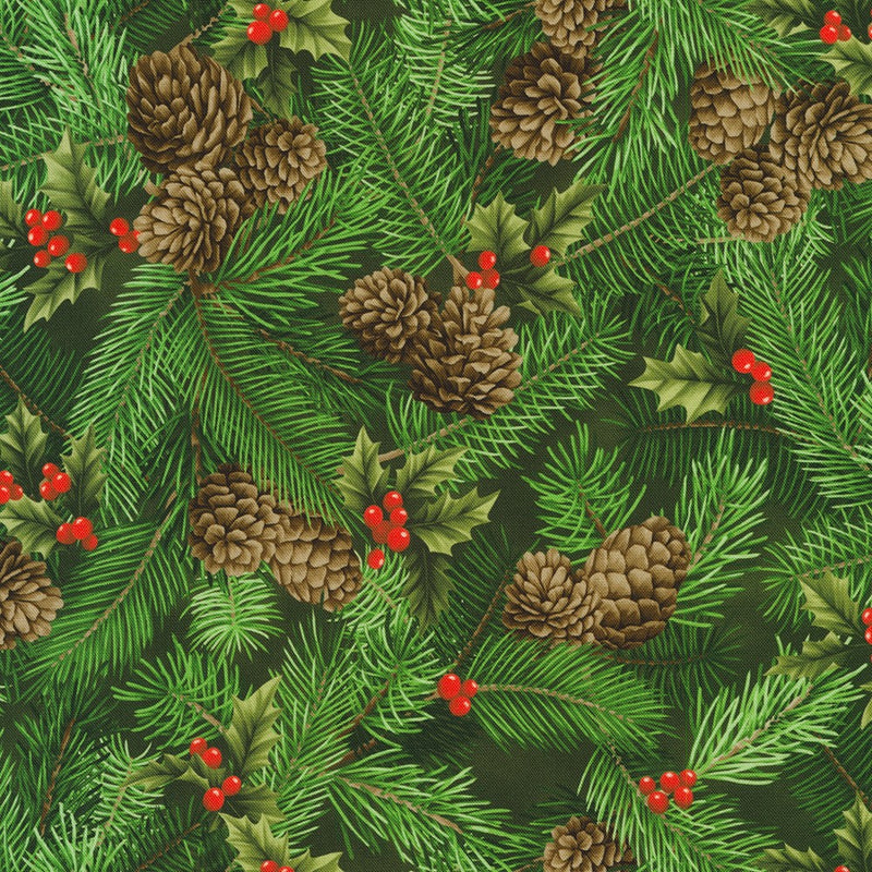 Vintage Christmas: Pinecones in Green