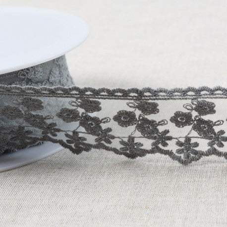 Edge Trim - Floral Tulle, 44mm Wide