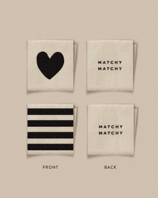 Black Heart and Stripe Square Labels