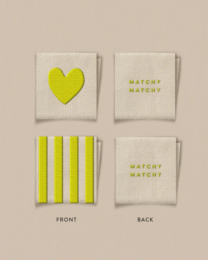 Citron Heart and Stripe Square Labels