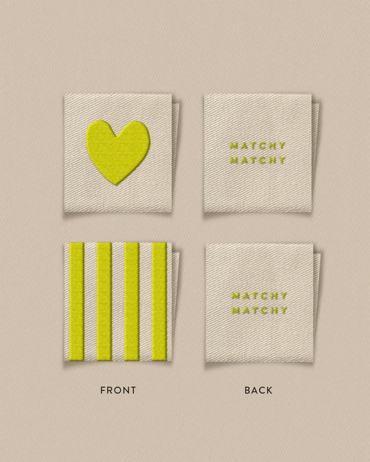 Citron Heart and Stripe Square Labels