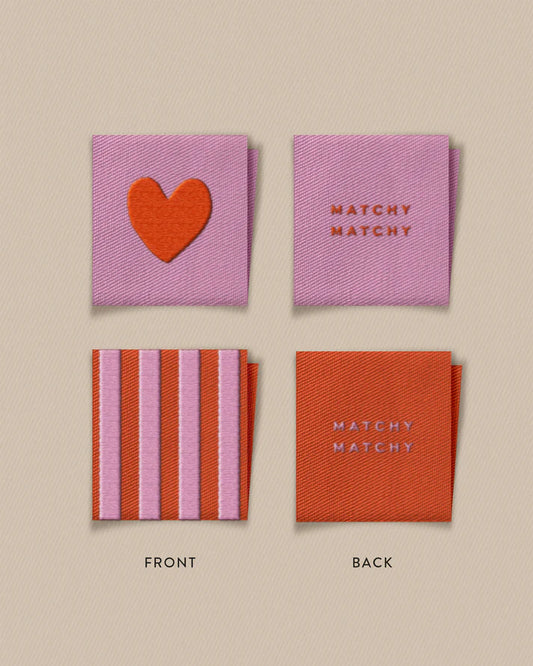 Red Heart and Stripe Square Labels