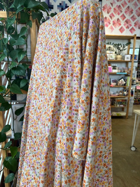 Deadstock Fabric: Gray with Flowers Rayon