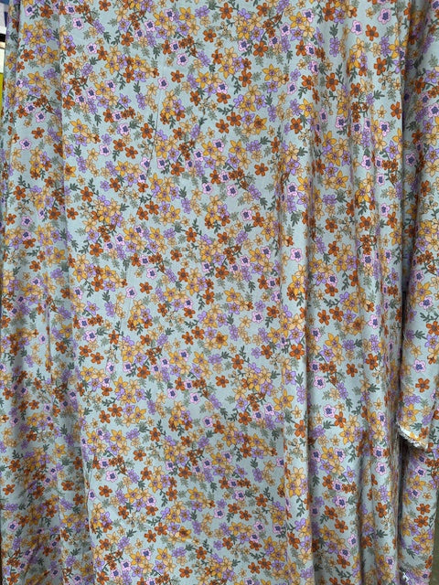Deadstock Fabric: Gray with Flowers Rayon