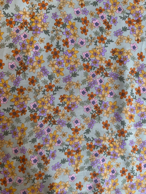Deadstock Fabric: Gray with Flowers Rayon