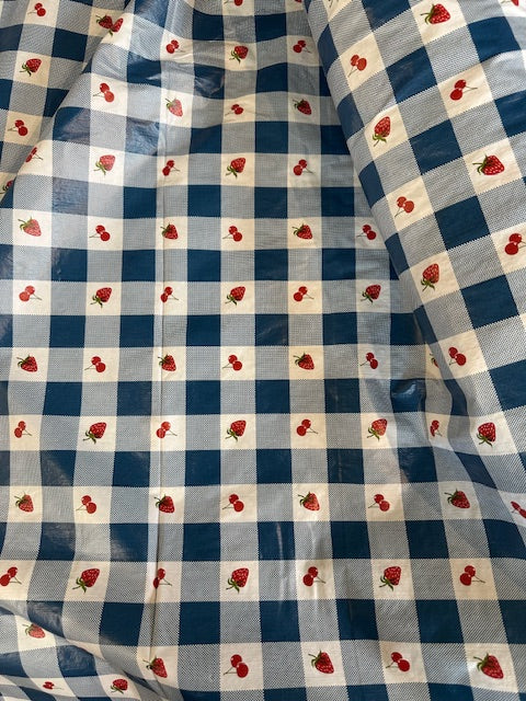 Deadstock Fabric: Gingham & Fruit Table Cover Fabric