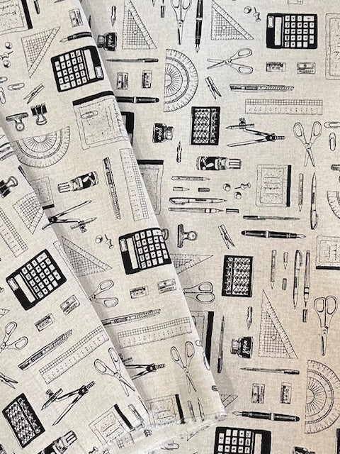 Duck Cloth in Cotton-Linen Blend: Drafting Tools in Natural